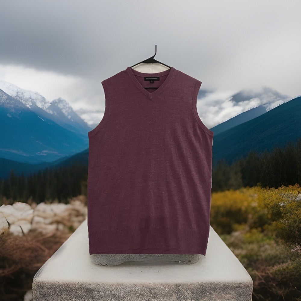 Tricots St. Raphael Sweater Vest Mens Medium Purple V Neck Knit Sleeveless Solid